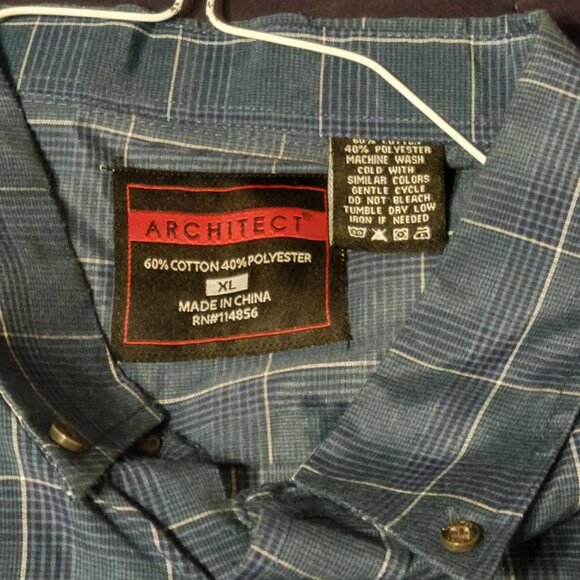 MENS XL ARCHITECT CASUAL BOTTON DOWN SHIRT - Picture 2 of 3